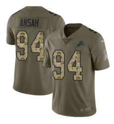 Men's Nike Detroit Lions #94 Ziggy Ansah Limited Olive/Camo Salute to Service NFL Jersey