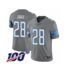 Youth Detroit Lions #28 Quandre Diggs Limited Steel Rush Vapor Untouchable 100th Season Football Jersey