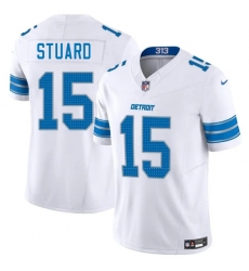 Men's Detroit Lions #15 Grant Stuard White 2025 F.U.S.E. Vapor Limited Football Stitched Jersey