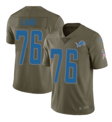 Youth Nike Detroit Lions #76 T.J. Lang Limited Olive 2017 Salute to Service NFL Jersey