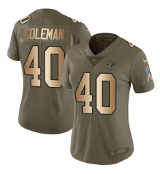 Women's Nike Atlanta Falcons #40 Derrick Coleman Limited Olive/Gold 2017 Salute to Service NFL Jersey