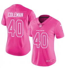 Women's Nike Atlanta Falcons #40 Derrick Coleman Limited Pink Rush Fashion NFL Jersey