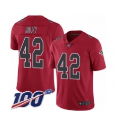 Men's Atlanta Falcons #42 Duke Riley Limited Red Rush Vapor Untouchable 100th Season Football Jersey