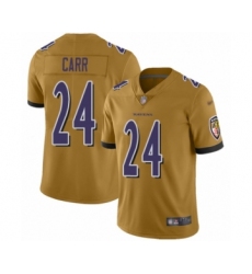 Men's Baltimore Ravens #24 Brandon Carr Limited Gold Inverted Legend Football Jersey