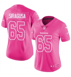 Women's Nike Baltimore Ravens #65 Nico Siragusa Limited Pink Rush Fashion NFL Jersey