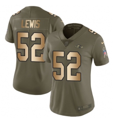 Women's Nike Baltimore Ravens #52 Ray Lewis Limited Olive/Gold Salute to Service NFL Jersey