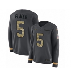 Women's Nike Baltimore Ravens #5 Joe Flacco Limited Black Salute to Service Therma Long Sleeve NFL Jersey