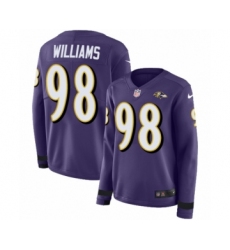 Women's Nike Baltimore Ravens #98 Brandon Williams Limited Purple Therma Long Sleeve NFL Jersey