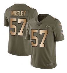 Youth Nike Baltimore Ravens #57 C.J. Mosley Limited Olive/Gold Salute to Service NFL Jersey