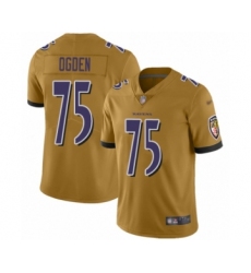 Men's Baltimore Ravens #75 Jonathan Ogden Limited Gold Inverted Legend Football Jersey