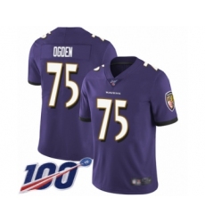 Men's Baltimore Ravens #75 Jonathan Ogden Purple Team Color Vapor Untouchable Limited Player 100th Season Football Jersey