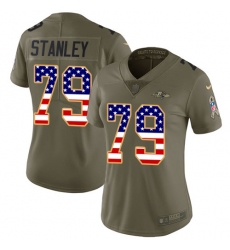 Women's Nike Baltimore Ravens #79 Ronnie Stanley Limited Olive/USA Flag Salute to Service NFL Jersey