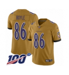 Youth Baltimore Ravens #86 Nick Boyle Limited Gold Inverted Legend 100th Season Football Jersey