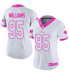Women's Nike Buffalo Bills #95 Kyle Williams Limited White/Pink Rush Fashion NFL Jersey