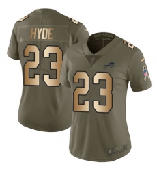 Women's Nike Buffalo Bills #23 Micah Hyde Limited Olive/Gold 2017 Salute to Service NFL Jersey