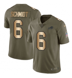 Youth Nike Buffalo Bills #6 Colton Schmidt Limited Olive/Gold 2017 Salute to Service NFL Jersey