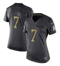 Women's Nike Buffalo Bills #7 Doug Flutie Limited Black 2016 Salute to Service NFL Jersey
