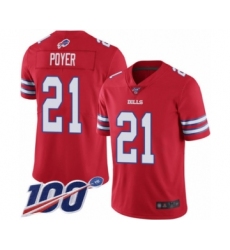 Men's Buffalo Bills #21 Jordan Poyer Limited Red Rush Vapor Untouchable 100th Season Football Jersey