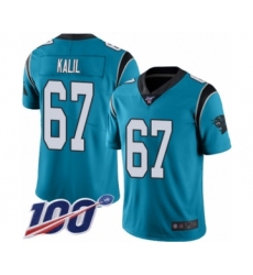 Men's Carolina Panthers #67 Ryan Kalil Blue Alternate Vapor Untouchable Limited Player 100th Season Football Jersey