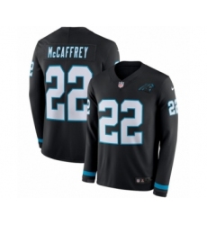 Men's Nike Carolina Panthers #22 Christian McCaffrey Limited Black Therma Long Sleeve NFL Jersey