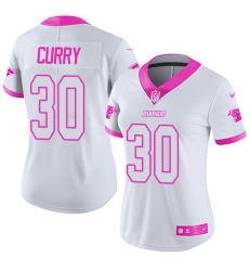 Women's Nike Carolina Panthers #30 Stephen Curry Limited White/Pink Rush Fashion NFL Jersey