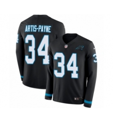 Youth Nike Carolina Panthers #34 Cameron Artis-Payne Limited Black Therma Long Sleeve NFL Jersey