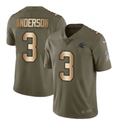 Youth Nike Carolina Panthers #3 Derek Anderson Limited Olive/Gold 2017 Salute to Service NFL Jersey