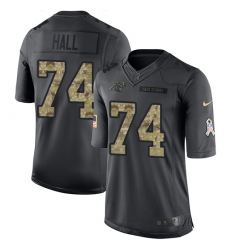 Youth Nike Carolina Panthers #74 Daeshon Hall Limited Black 2016 Salute to Service NFL Jersey