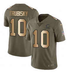 Youth Nike Chicago Bears #10 Mitchell Trubisky Limited Olive/Gold Salute to Service NFL Jersey