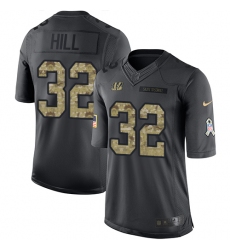 Men's Nike Cincinnati Bengals #32 Jeremy Hill Limited Black 2016 Salute to Service NFL Jersey