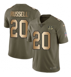 Men's Nike Cincinnati Bengals #20 KeiVarae Russell Limited Olive/Gold 2017 Salute to Service NFL Jersey