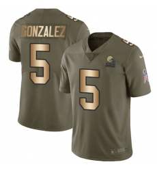 Men's Nike Cleveland Browns #5 Zane Gonzalez Limited Olive/Gold 2017 Salute to Service NFL Jersey