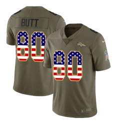 Men's Nike Denver Broncos #80 Jake Butt Limited Olive/USA Flag 2017 Salute to Service NFL Jersey