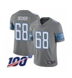 Youth Detroit Lions #68 Taylor Decker Limited Steel Rush Vapor Untouchable 100th Season Football Jersey