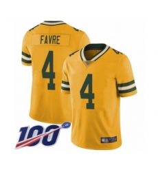 Men's Green Bay Packers #4 Brett Favre Limited Gold Rush Vapor Untouchable 100th Season Football Jersey