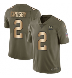 Men's Nike Green Bay Packers #2 Mason Crosby Limited Olive/Gold 2017 Salute to Service NFL Jersey