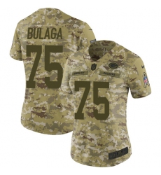 Women's Nike Green Bay Packers #75 Bryan Bulaga Limited Camo 2018 Salute to Service NFL Jersey