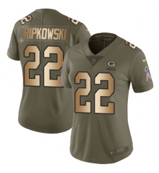 Women's Nike Green Bay Packers #22 Aaron Ripkowski Limited Olive/Camo 2017 Salute to Service NFL Jersey