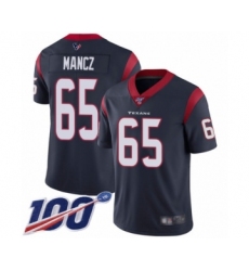 Men's Houston Texans #65 Greg Mancz Navy Blue Team Color Vapor Untouchable Limited Player 100th Season Football Jersey