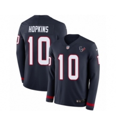 Men's Nike Houston Texans #10 DeAndre Hopkins Limited Navy Blue Therma Long Sleeve NFL Jersey