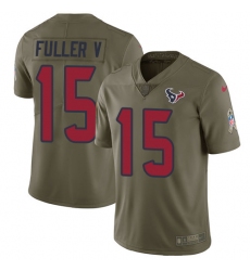 Men's Nike Houston Texans #15 Will Fuller V Limited Olive 2017 Salute to Service NFL Jersey
