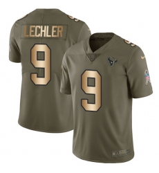 Men's Nike Houston Texans #9 Shane Lechler Limited Olive/Gold 2017 Salute to Service NFL Jersey