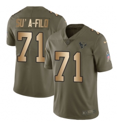 Youth Nike Houston Texans #71 Xavier Su'a-Filo Limited Olive/Gold 2017 Salute to Service NFL Jersey