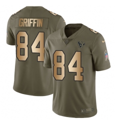 Men's Nike Houston Texans #84 Ryan Griffin Limited Olive/Gold 2017 Salute to Service NFL Jersey