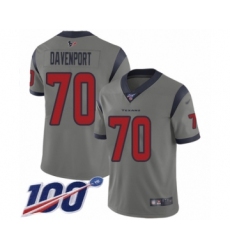 Men's Houston Texans #70 Julien Davenport Limited Gray Inverted Legend 100th Season Football Jersey