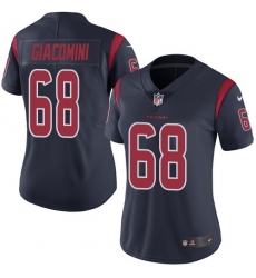 Women's Nike Houston Texans #68 Breno Giacomini Limited Navy Blue Rush Vapor Untouchable NFL Jersey
