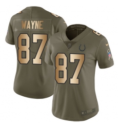 Women's Nike Indianapolis Colts #87 Reggie Wayne Limited Olive/Gold 2017 Salute to Service NFL Jersey