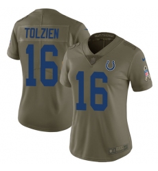 Women's Nike Indianapolis Colts #16 Scott Tolzien Limited Olive 2017 Salute to Service NFL Jersey