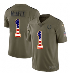 Youth Nike Indianapolis Colts #1 Pat McAfee Limited Olive/USA Flag 2017 Salute to Service NFL Jersey