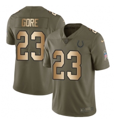Men's Nike Indianapolis Colts #23 Frank Gore Limited Olive/Gold 2017 Salute to Service NFL Jersey